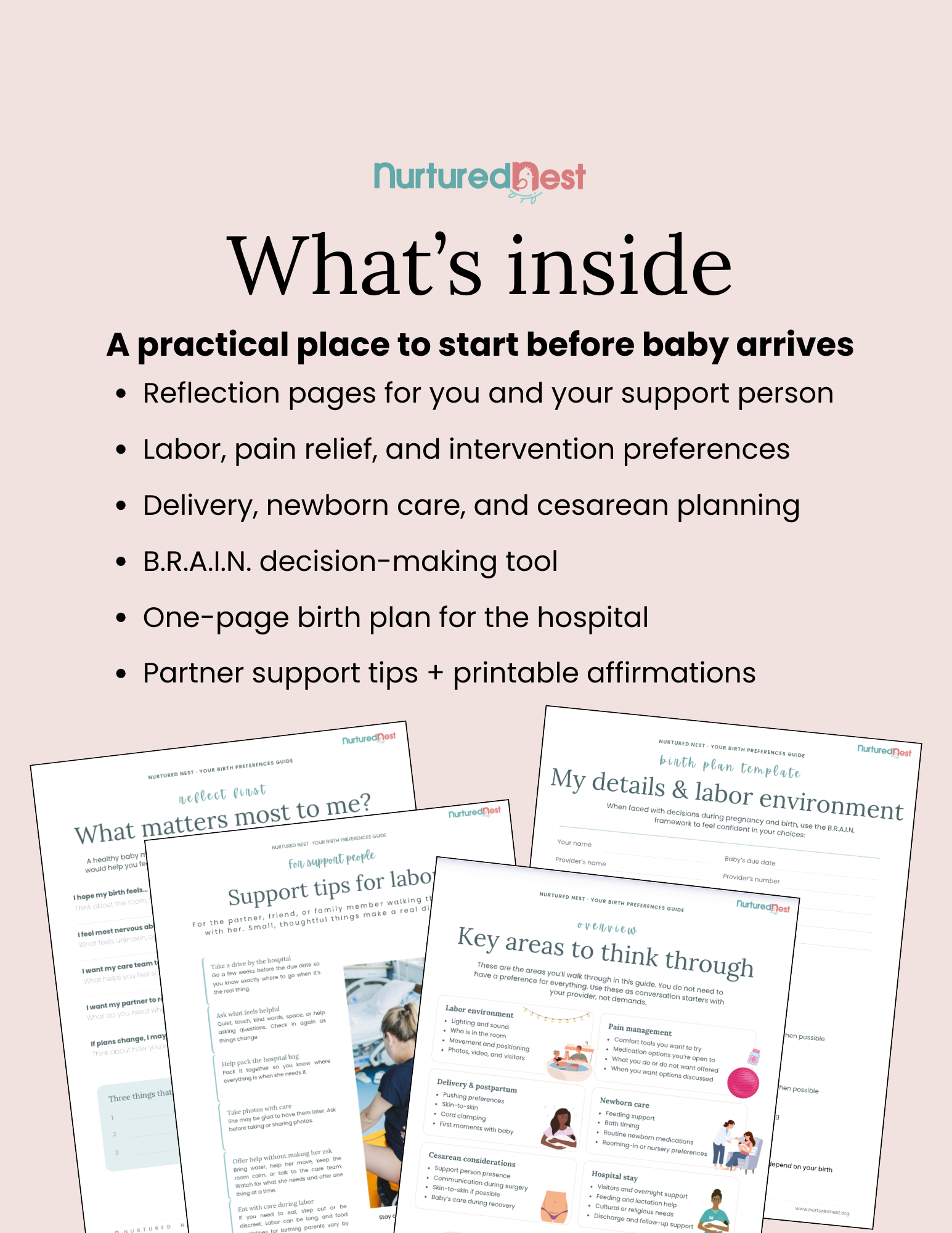 What's included in the Nurtured Nest Birth Planning Guide