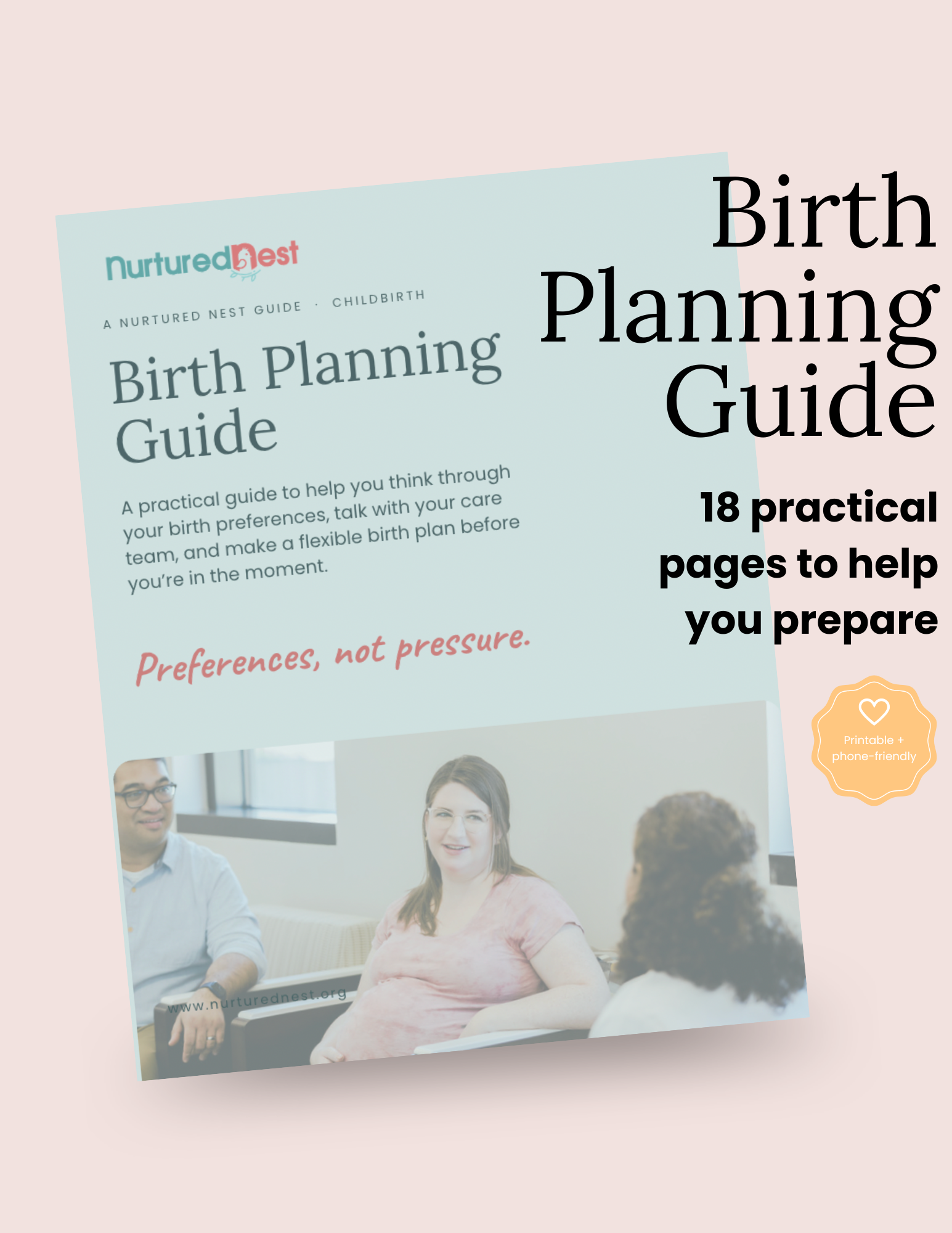 Nurtured Nest Birth Planning Guide, a guided birth plan workbook