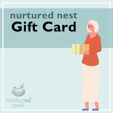 Grandparent with a childbirth class gift card from Nurtured Nest